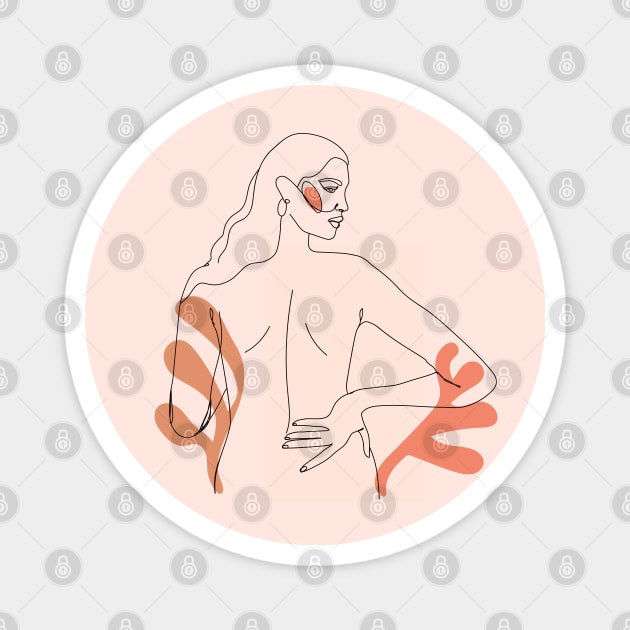 One line woman body. Minimalistic style. Female poster. Magnet by CoCoArt-Ua
